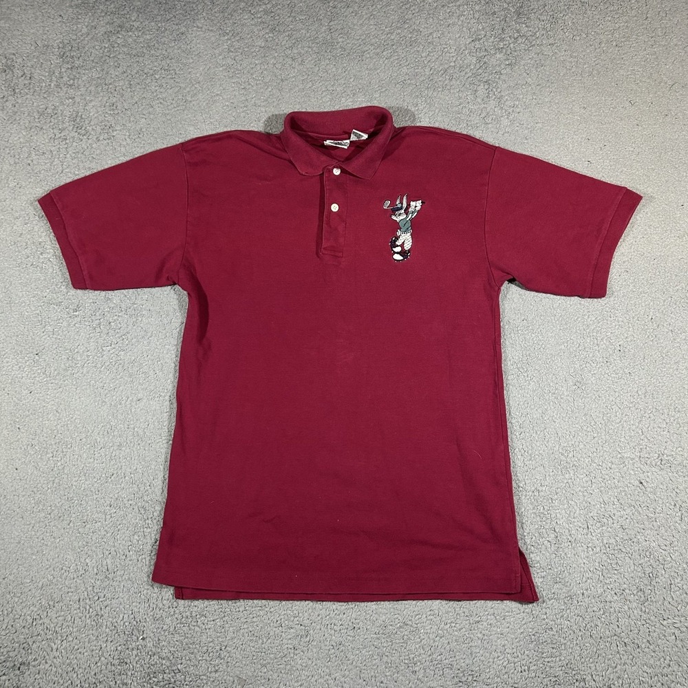 Vintage Acme Clothing Polo Shirt Mens Small Maroon Bugs Bunny Short Sleeve #3707